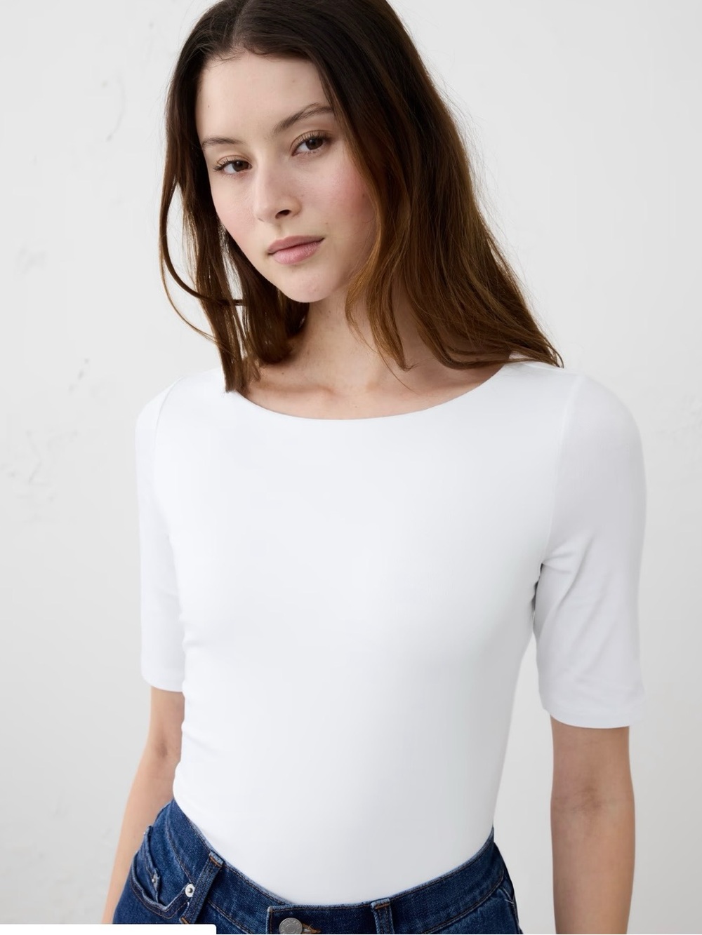 Banana Republic Soft Stretch White Scoop Neck Tee